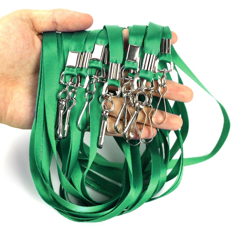 Ollain Lanyards with ID Badge Holder Name Tags Card Labels Lanyard String Keys Custom Necklace J Hooks Clip 50Pack Clear Plastic Waterproof ID Badge Nametags annd 50 Pack Lanyards (Green, 50Pack/Horizontal) - Image 5